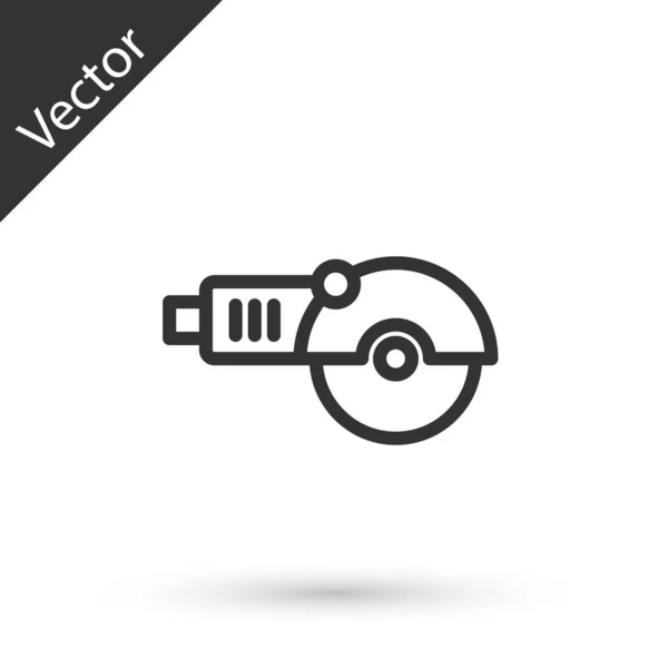 Grey Line Angle Grinder Icon Isolated White Background Vector — Stock Vector