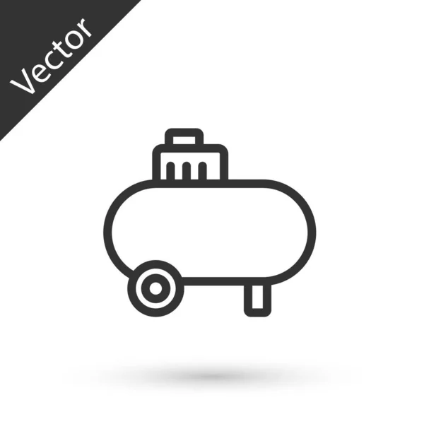 Šedá Čára Ikona Kompresoru Vzduchu Izolovaná Bílém Pozadí Vektor — Stockový vektor