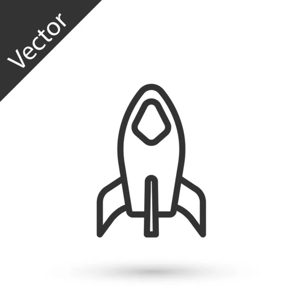 Grey Line Rocket Ship Icon Isolated White Background Space Travel — Stock Vector