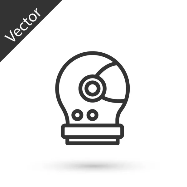 Grey Line Astronaut Helmet Icon Isolated White Background Vector — Stock Vector