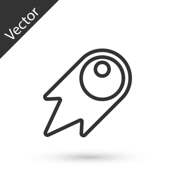 Línea Gris Cometa Cayendo Rápido Icono Aislado Sobre Fondo Blanco — Vector de stock