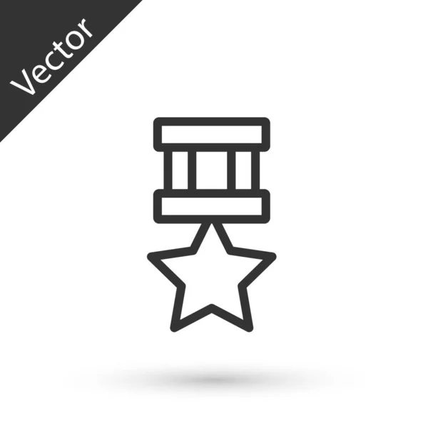 Szürke Vonal Katonai Jutalom Ikon Elszigetelt Fehér Háttér Katonai Jel — Stock Vector