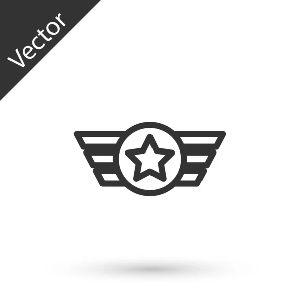 Grey Line Star American Military Icon Isolated White Background Military — Stock Vector