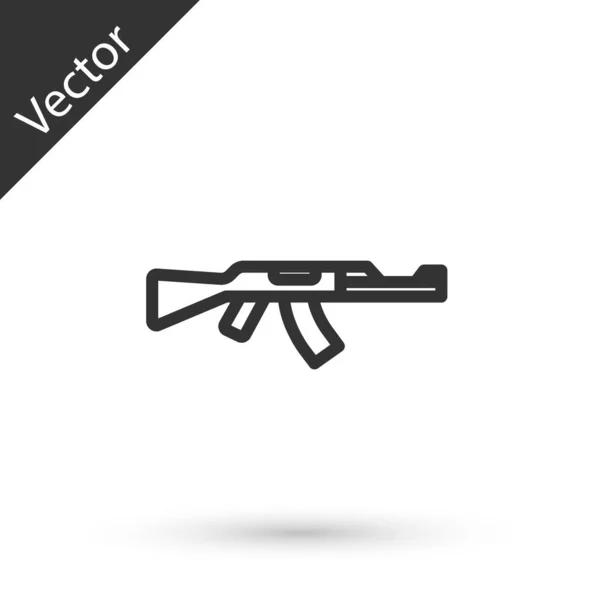 Icono Línea Gris Subametralladora Aislado Sobre Fondo Blanco Kalashnikov Ak47 — Vector de stock