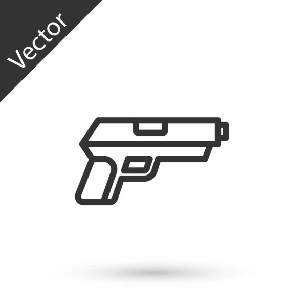 Grey Line Pistol Gun Icon Isolated White Background Police Military — Stock Vector