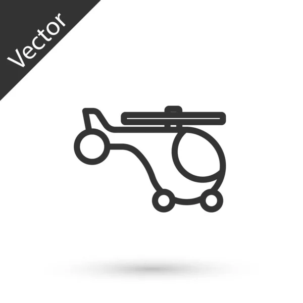 Icono Vehículo Helicóptero Línea Gris Aislado Sobre Fondo Blanco Vector — Vector de stock