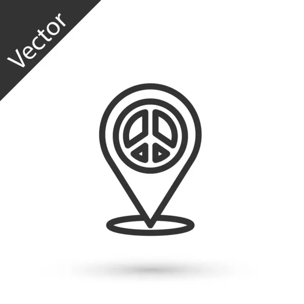 Graue Linie Standort Friedenssymbol Isoliert Auf Weißem Hintergrund Hippie Symbol — Stockvektor