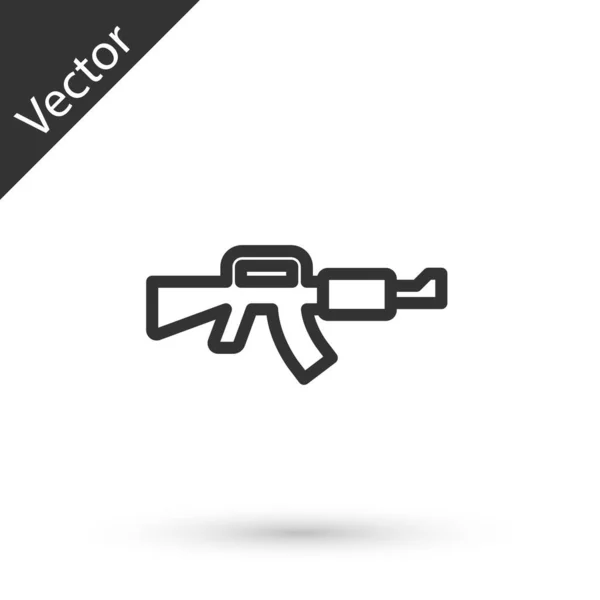 Icono Rifle Línea Gris M16A1 Aislado Sobre Fondo Blanco Fusil — Vector de stock