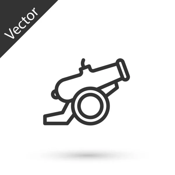 Grey Line Cannon Icon Isolated White Background Vector — Stock Vector