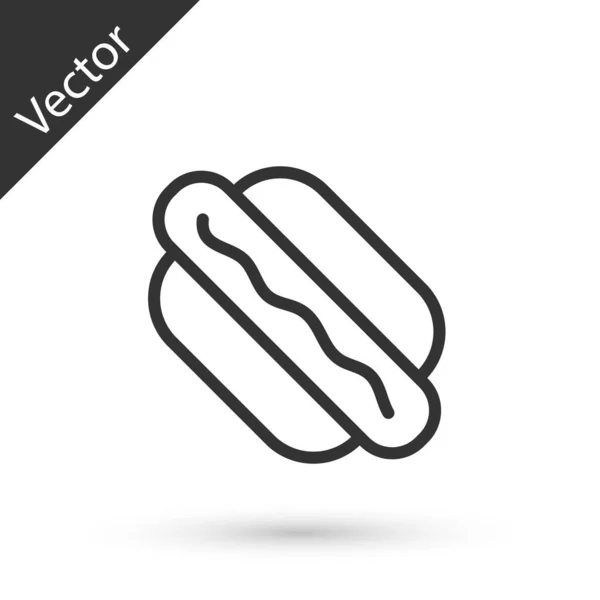 Línea Gris Icono Bocadillo Hotdog Aislado Sobre Fondo Blanco Icono — Vector de stock