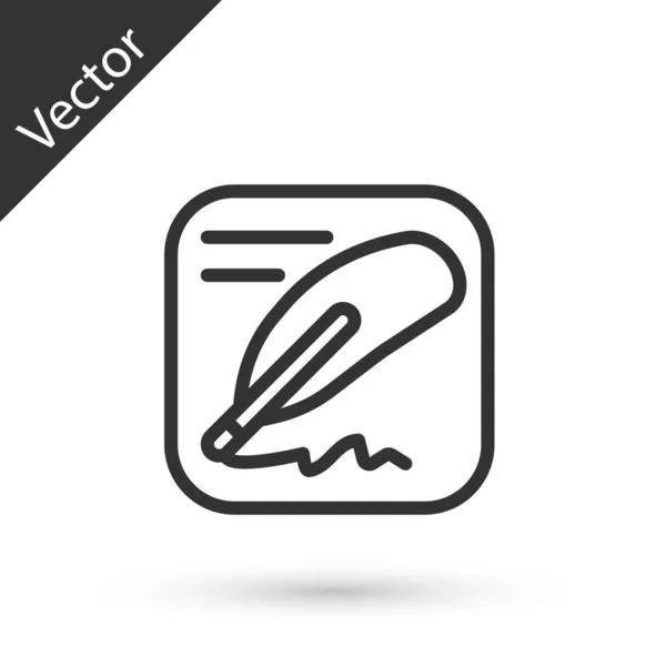 Línea Gris Icono Declaración Independencia Aislado Sobre Fondo Blanco Vector — Vector de stock