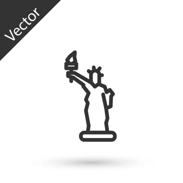 Icono Estatua Libertad Línea Gris Aislado Sobre Fondo Blanco Nueva — Vector de stock