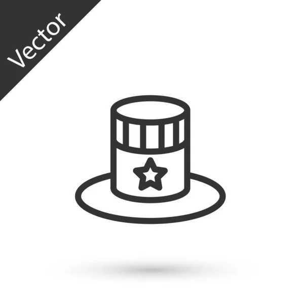 Grey Line Patriotic American Top Hat Icon Isolated White Background — Stock Vector