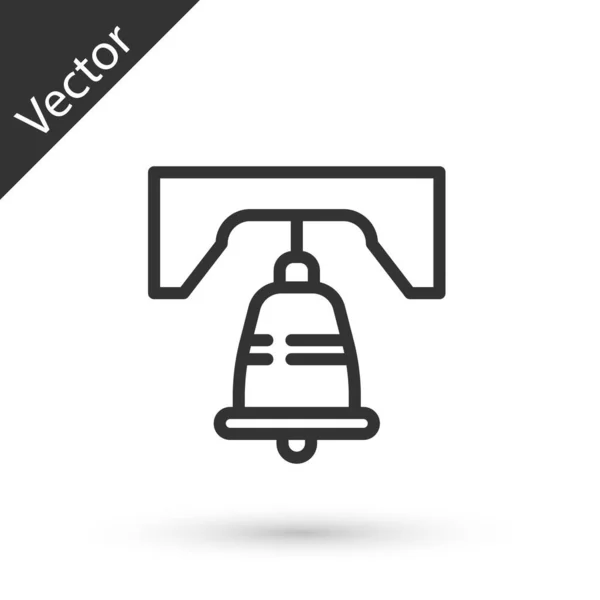 Grijze Lijn Liberty Bell Philadelphia Pictogram Geïsoleerd Witte Achtergrond Vector — Stockvector