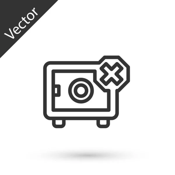 Línea Gris Icono Caja Fuerte Aislado Sobre Fondo Blanco Puerta — Vector de stock