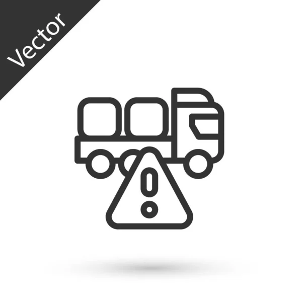 Línea Gris Detener Entrega Camión Carga Icono Del Vehículo Aislado — Vector de stock