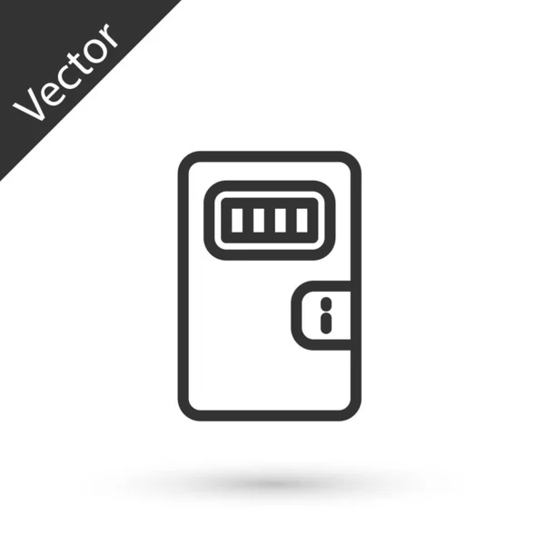 Línea Gris Puerta Celda Prisión Con Icono Ventana Parrilla Aislado — Vector de stock