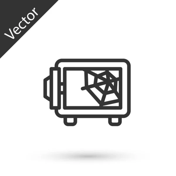 Línea Gris Icono Caja Fuerte Aislado Sobre Fondo Blanco Puerta — Vector de stock