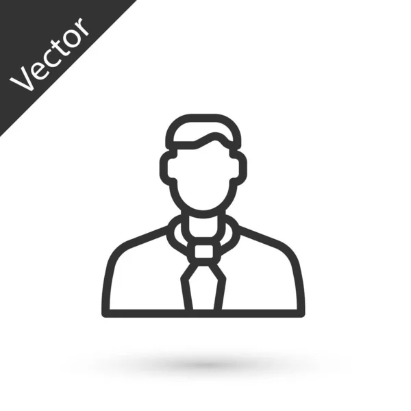 Icono Trabajador Línea Gris Aislado Sobre Fondo Blanco Icono Perfil — Vector de stock