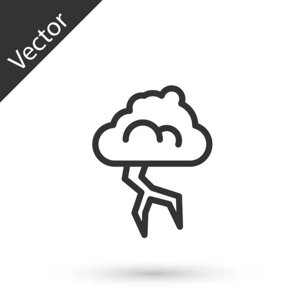 Grey Line Storm Icon Isolated White Background Cloud Lightning Sign — Stock Vector