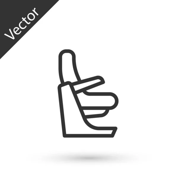 Icono Asiento Avión Línea Gris Aislado Sobre Fondo Blanco Vector — Vector de stock