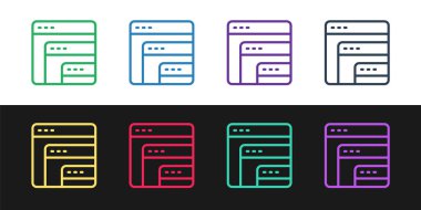 Satır Yazılımı, Web Geliştirici programlama kodu simgesi siyah ve beyaz arkaplanda izole edildi. Program kodunun rastgele bilgisayar betiği parçalarını Javascript et. Vektör