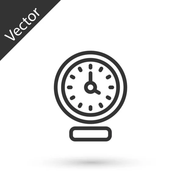Ligne Grise Icône Horloge Isolé Sur Fond Blanc Symbole Temporel — Image vectorielle