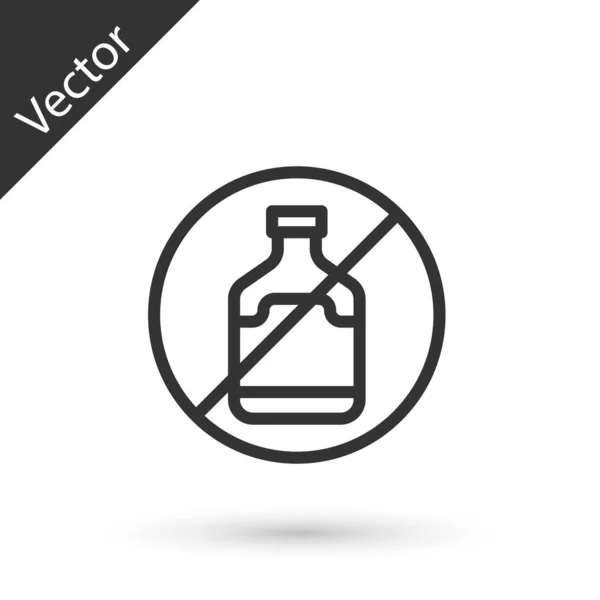 Graue Linie Kein Alkoholsymbol Auf Weißem Hintergrund Alkoholverbot Verbotenes Symbol — Stockvektor