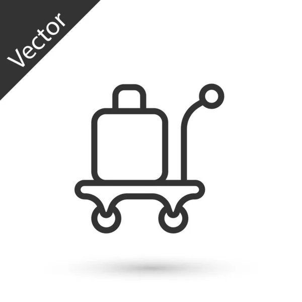 Graue Linie Trolley Koffer Symbol Isoliert Auf Weißem Hintergrund Reisegepäckzeichen — Stockvektor