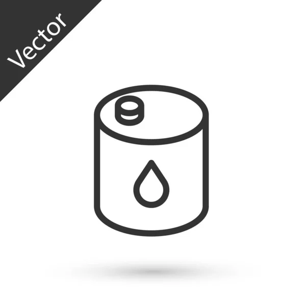 Línea Gris Icono Barril Petróleo Aislado Sobre Fondo Blanco Vector — Vector de stock