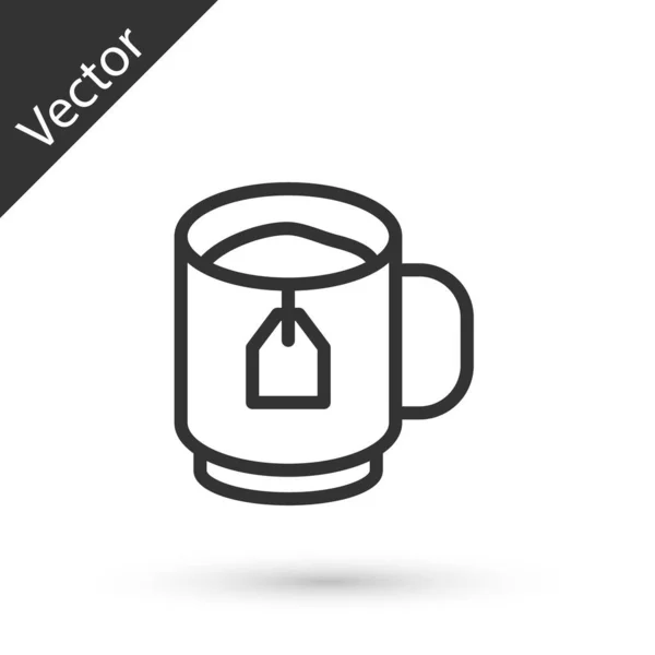 Línea Gris Copa Con Icono Bolsa Aislado Sobre Fondo Blanco — Vector de stock