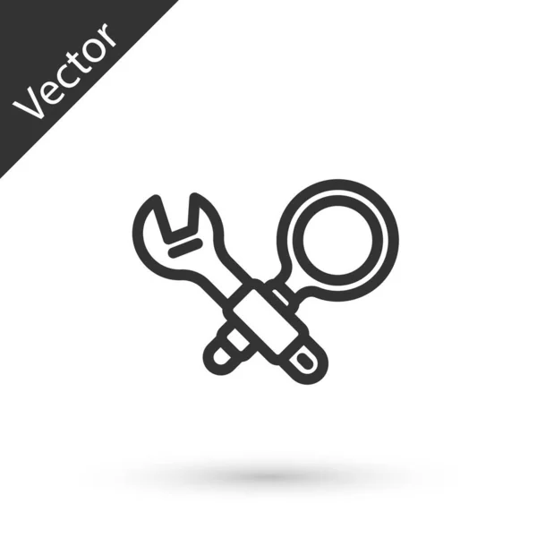 Línea Gris Icono Depuración Aislado Sobre Fondo Blanco Herramienta Depuración — Vector de stock