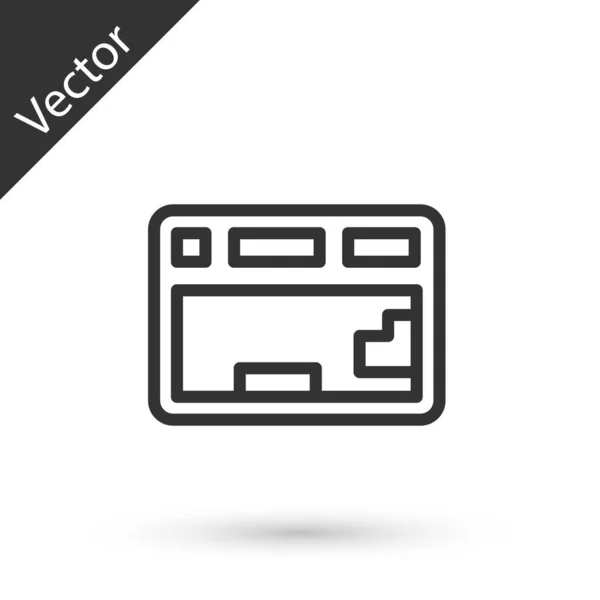 Grijze Lijn Computer Toetsenbord Pictogram Geïsoleerd Witte Achtergrond Componentenbord Vector — Stockvector