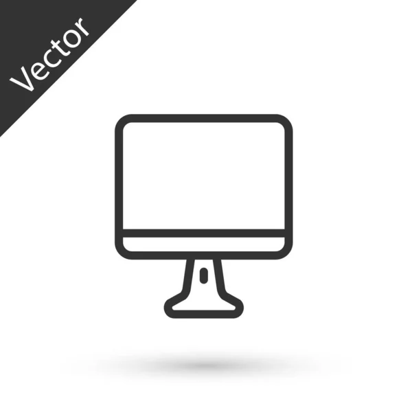 Graue Linie Computerbildschirm Symbol Isoliert Auf Weißem Hintergrund Elektronisches Gerät — Stockvektor