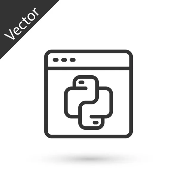 Icono Lenguaje Programación Python Línea Gris Aislado Sobre Fondo Blanco — Vector de stock