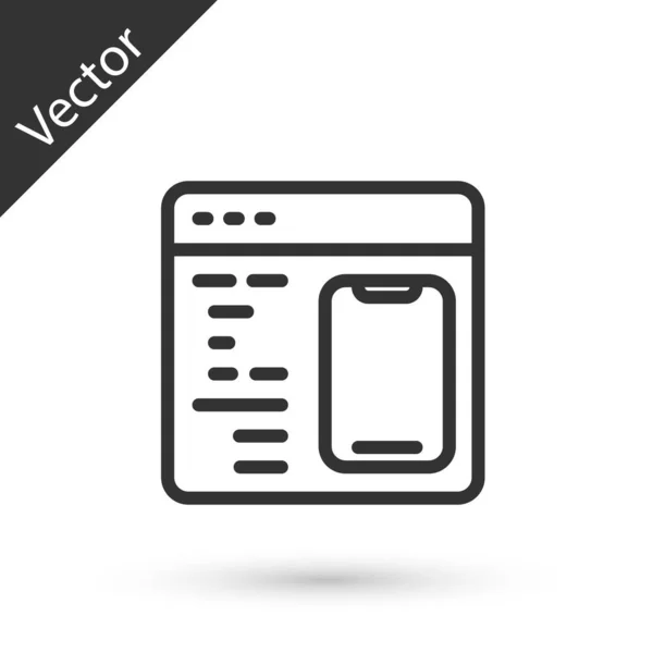 Grey Line Software Ícone Código Programação Desenvolvedor Web Isolado Fundo — Vetor de Stock