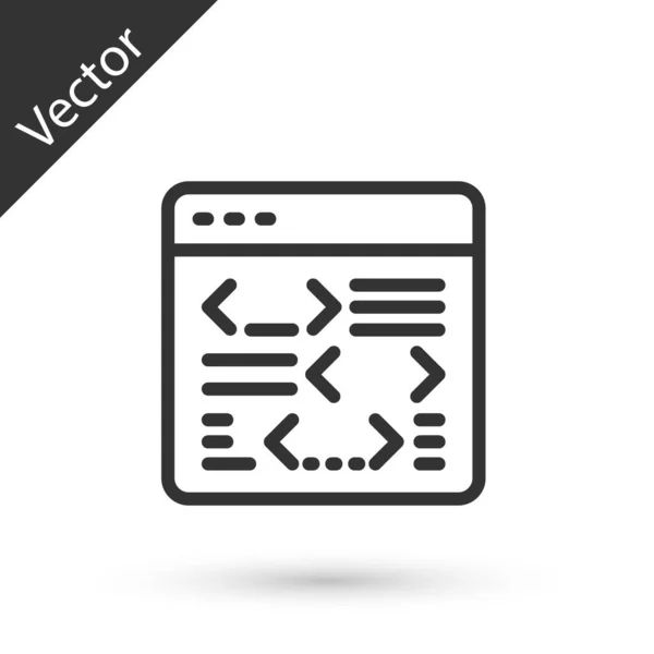 Grey Line Software Desarrollador Web Icono Código Programación Aislado Sobre — Vector de stock
