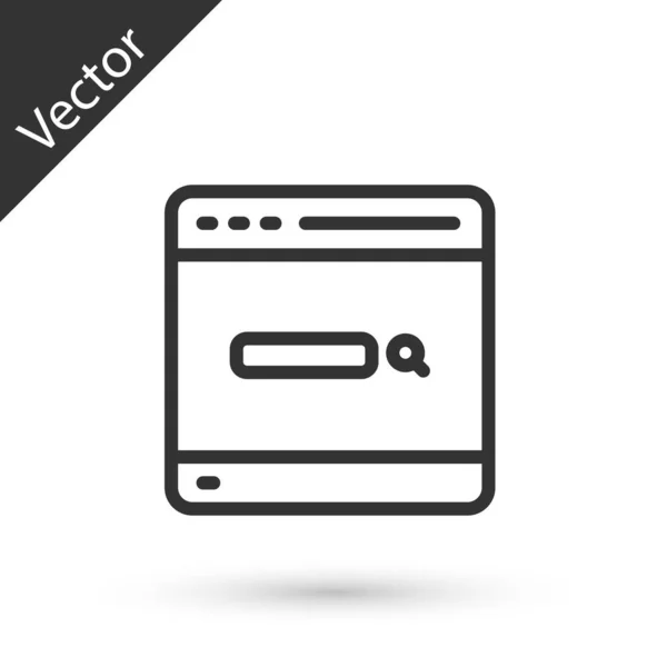 Grå Linje Sök Motor Ikon Isolerad Vit Bakgrund Vektor — Stock vektor