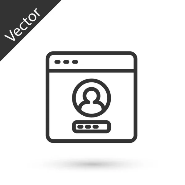 Línea Gris Crear Icono Pantalla Cuenta Aislado Sobre Fondo Blanco — Vector de stock