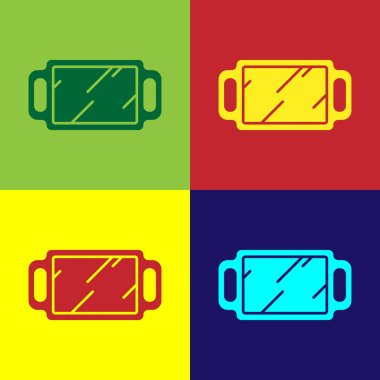 Pop Art Hand ayna simgesi renk arkaplanda izole edildi. Vektör İllüstrasyonu.