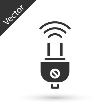 Gri Akıllı elektrik dolgu sistemi simgesi beyaz arkaplanda izole edildi. İnternet kavramının kablosuz bağlantısı. Vektör.