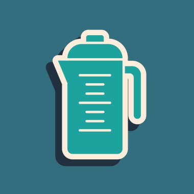 Yeşil Çaydanlık simgesi yeşil arkaplanda izole edildi. Uzun gölge tarzı. Vektör.