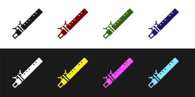 Bambu flüt Hint müzik aleti simgesini siyah beyaz arka planda izole et. Vektör.