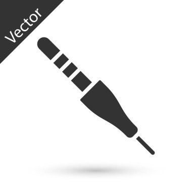 Gri Ses Jack simgesi beyaz arkaplanda izole edildi. Bağlantı ses ekipmanları için ses kablosu. Fiş kablosu. Müzik aleti. Vektör.