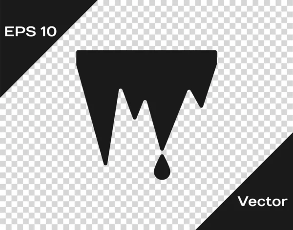 Schwarzes Icicle Symbol Isoliert Auf Transparentem Hintergrund Stalaktit Eisstacheln Winterwetter — Stockvektor