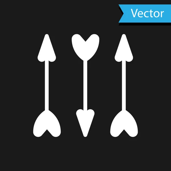 Icono Flechas Hipster Blanco Aislado Sobre Fondo Negro Vector — Vector de stock