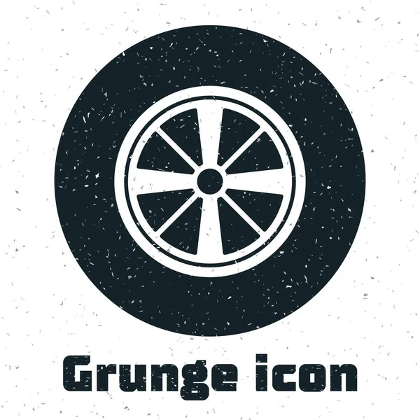 Rueda Aleación Grunge Para Icono Coche Aislado Sobre Fondo Blanco — Vector de stock