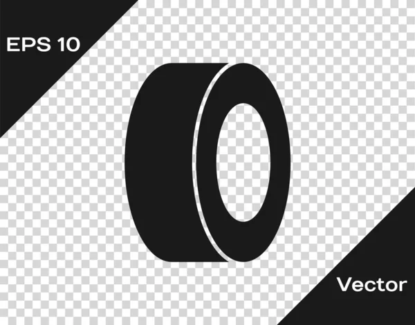 Icône Pneu Voiture Noire Isolé Sur Fond Transparent Vecteur — Image vectorielle