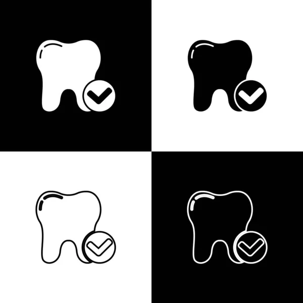 Установите Значок Отбеливания Зубов Черно Белом Фоне Символ Зуба Стоматологической — стоковый вектор
