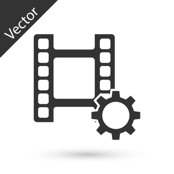 Grey Play Ícone Vídeo Isolado Fundo Branco Sinal Tira Filme — Vetor de Stock